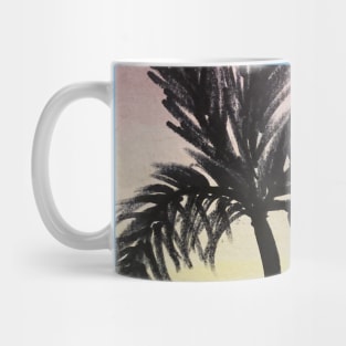 Watercolor Pink yellow orange sky and palm tree watercolour painting Mug